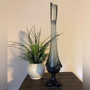 Elegant Smokey Gray Thrown Glass Vase